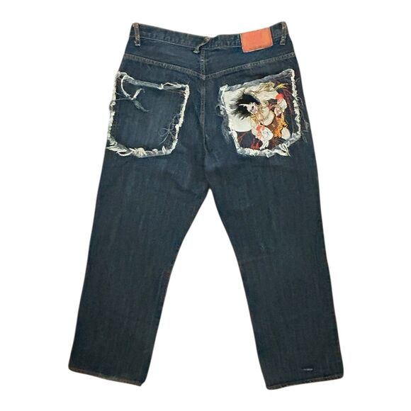 Kanji Premium Embroidered Oni Warrior Jeans Size 36 (Actual 34x30) Lot 0460 - Picture 7 of 12